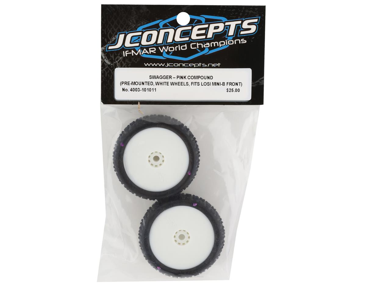 JConcepts 4003-101011 Neumáticos delanteros premontados Mini-B Swagger (blanco) (2) (rosa)
