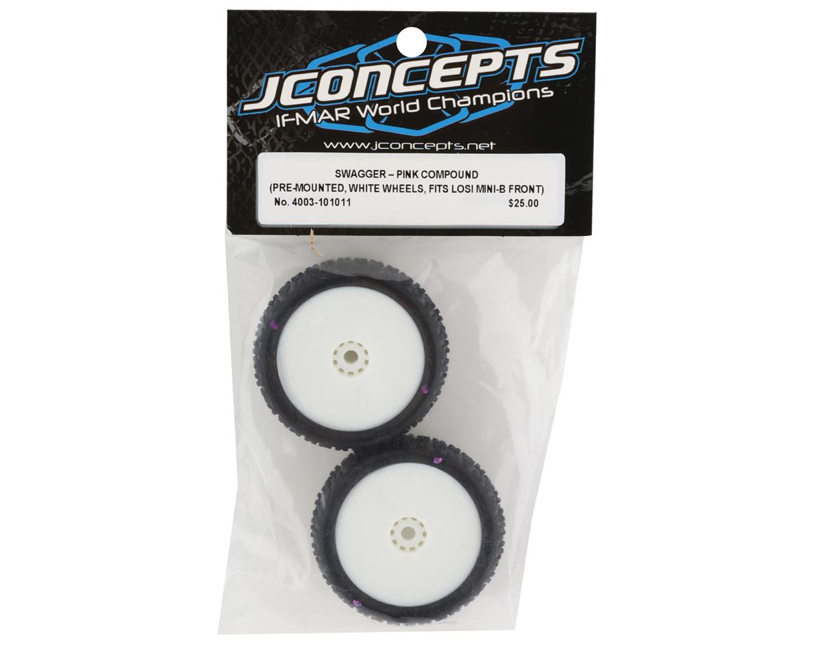 JConcepts 4003-101011 Mini-B Swagger Pre-Mounted Front Tires (White) (2) (Pink)