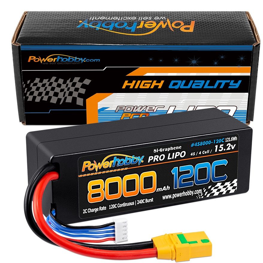 Powerhobby 4s 15.2V 8000MAH 120C HV + GRAPHENE Lipo Batterie XT90 Plug Étui rigide