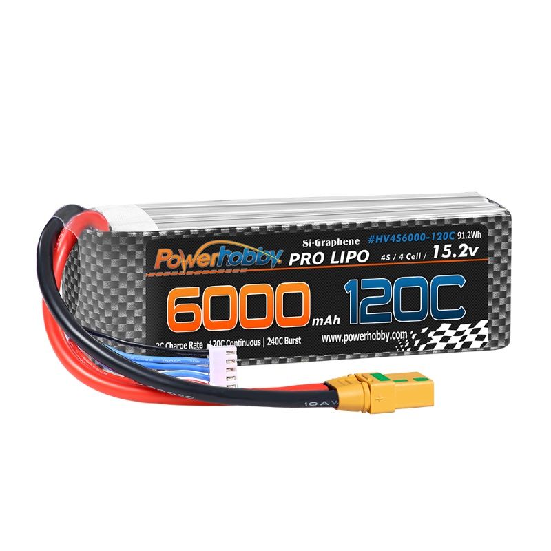 Powerhobby 4s 15.2v 6000MAH 120C Grafeno + Batería Lipo HV XT90 Enchufe Estuche Blando