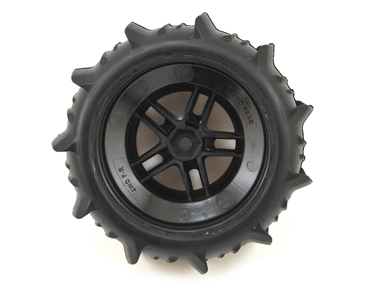 Traxxas 5891 Paddle Tires w/SCT Split Spoke Rear Wheel (2) (Black/Chrome)
