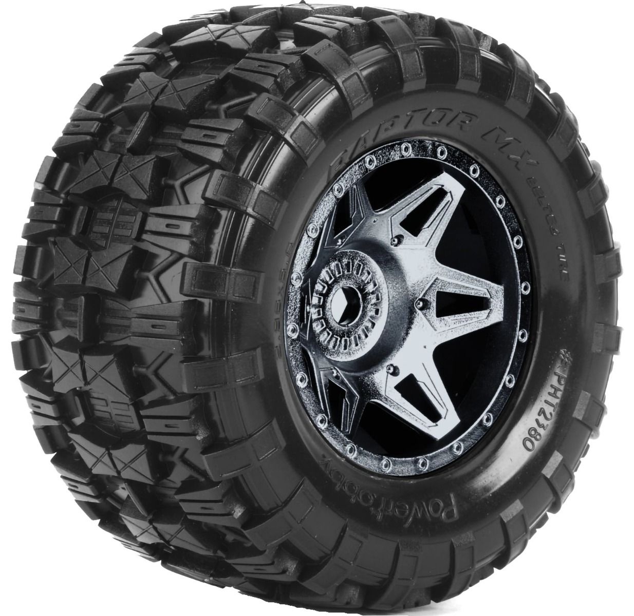 Powerhobby PHT3277 pneus noirs Raptor X pré-montés avec ceinture pour Traxxas x-maxx