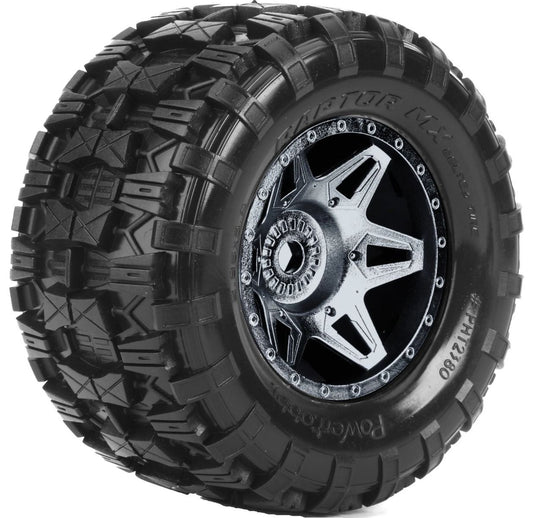 Powerhobby PHT3277 Black Raptor X Belted Pre-Mounted Tires FOR Traxxas X-Maxx