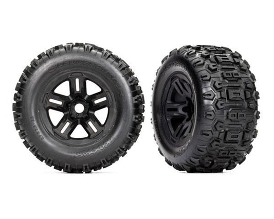 Traxxas 9672 Tires/Wheels Glued 3.8In Blk Wheels