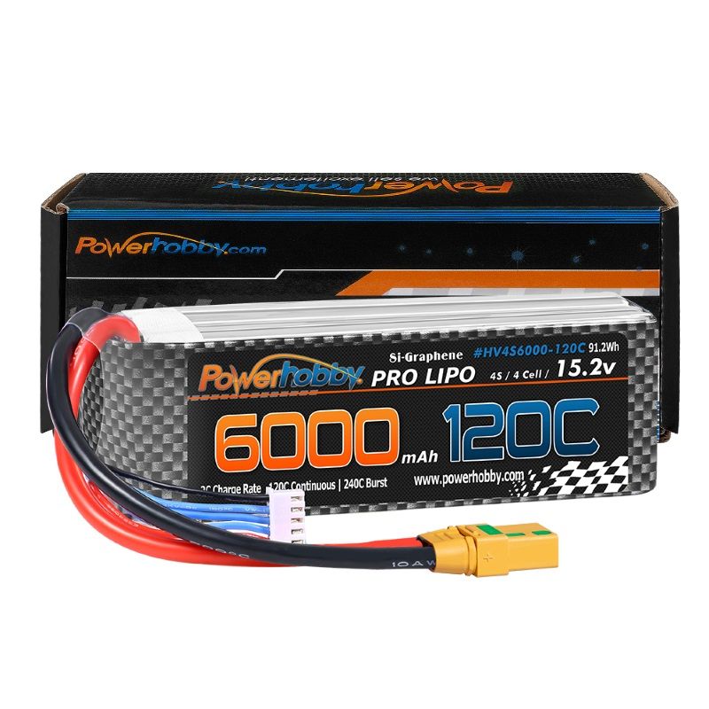 Powerhobby 4s 15.2v 6000MAH 120C Grafeno + Batería Lipo HV XT90 Enchufe Estuche Blando