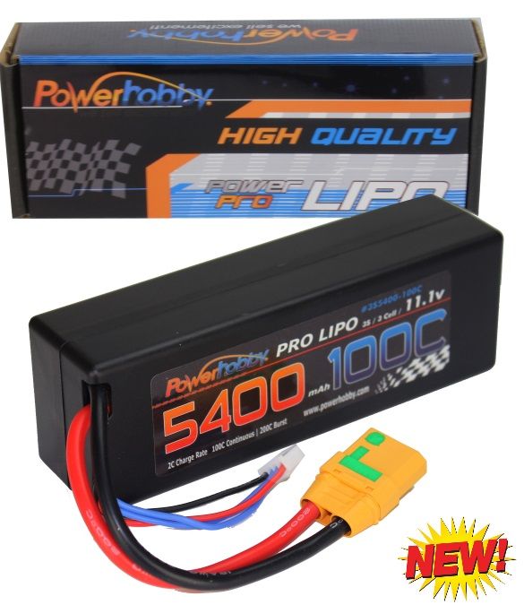 Powerhobby 3s 11.1v 5400mah 100c batterie lipo avec prise XT90 étui rigide