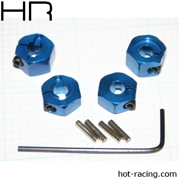 HOT RACING TE1006SL Roue hexagonale en aluminium bleu de 12 mm, 2WD (4)