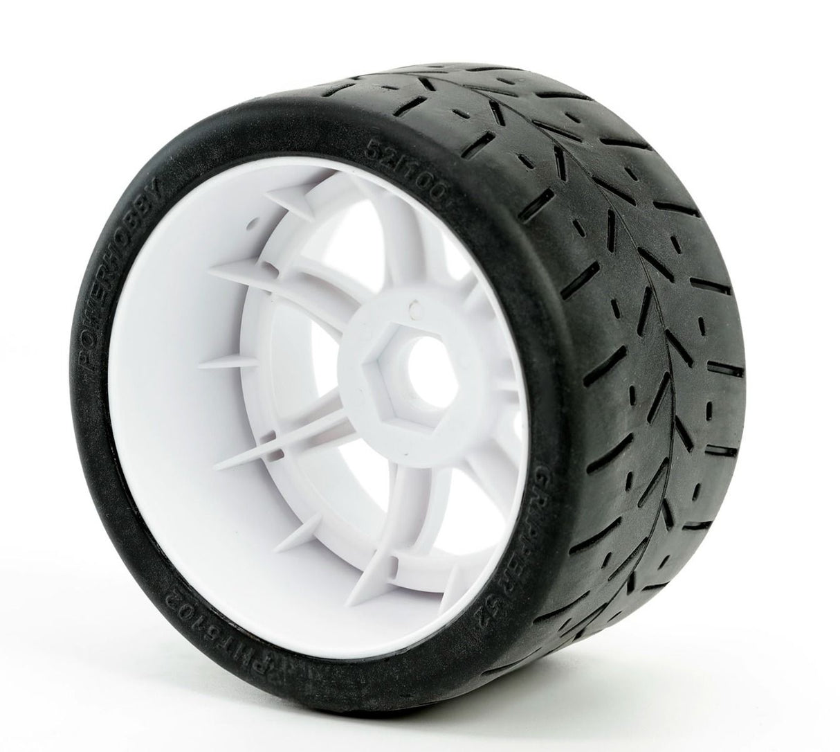 Powerhobby pht5102 1/8 Gripper 54/100 Belted Mounted Tires 17mm White Wheels