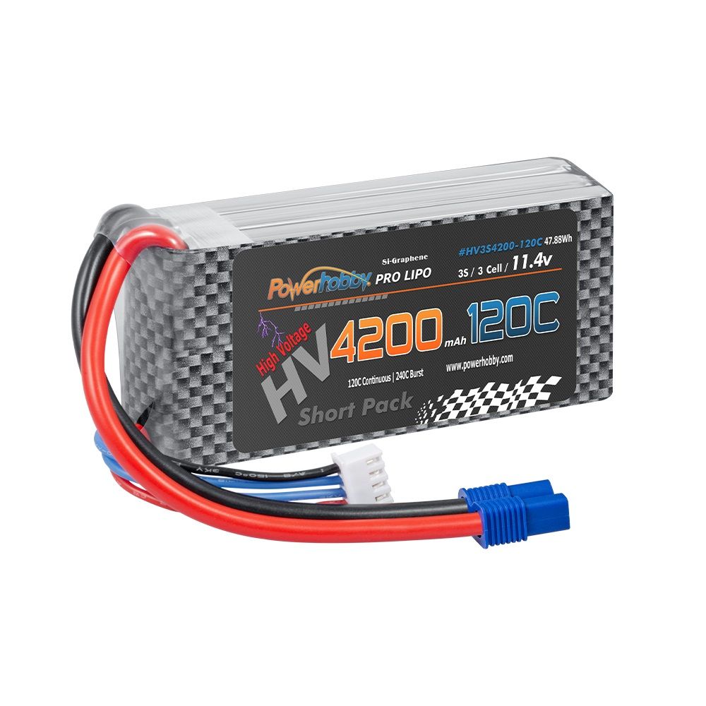 Powerhobby 3s 11.4V 4200mah 120c Graphne + Batterie Lipo HV avec prise EC3
