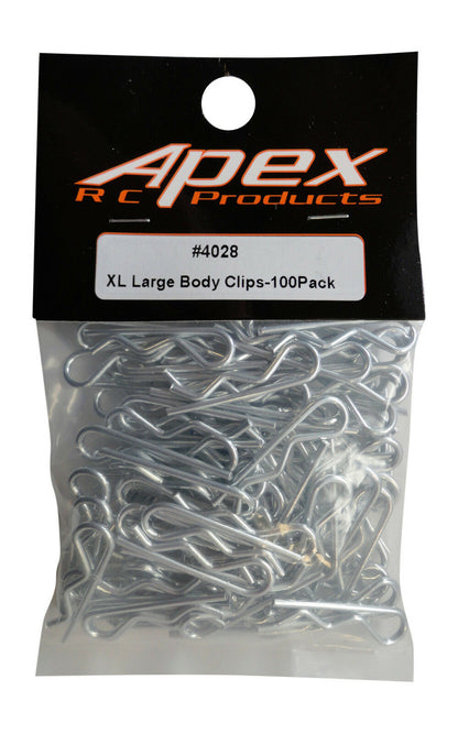 Apex 4028 1/8-1/5 XL RC Galvanized Steel Body Clips - 100pcs #4028