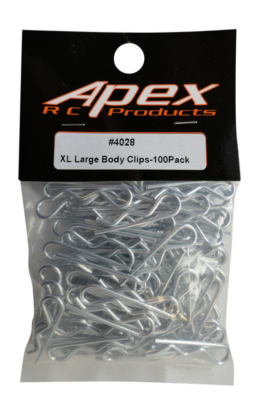 Apex 4028 1/8-1/5 XL RC Clips para cuerpo de acero galvanizado - 100 piezas #4028