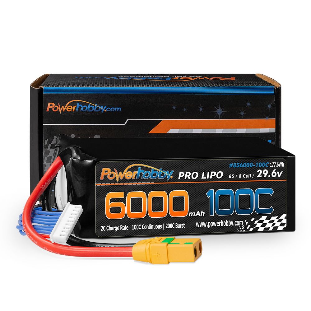 Batería Lipo Powerhobby 8S 29,6 V 6000 mah 100 c con enchufe XT90
