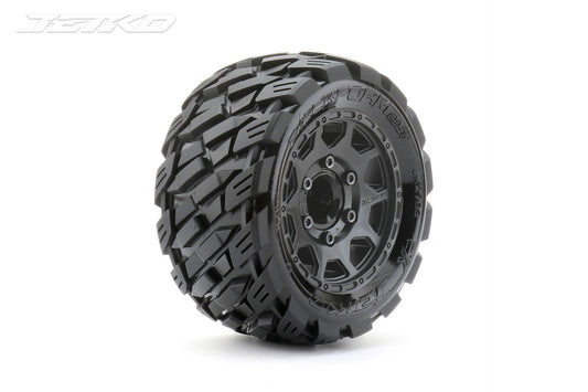 Neumáticos JETKO 1/10 ST 2.8 Rockform montados sobre llantas con garras negras, hexagonal medio suave de 17 mm