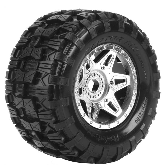 POWER HOBBY PHT2380CHROME Raptor MX Belted All Terrain Tires Mounted 17mm