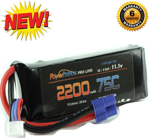 Batterie Lipo Powerhobby 3S 11,1 V 2200 mAh 25C avec prise EC3