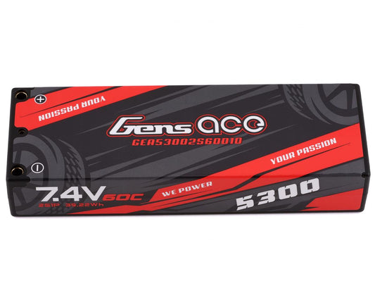 Batería LiPo Gens Ace 60C con balas de 4 mm y adaptador estilo T (7,4 V/5300 mAh)
