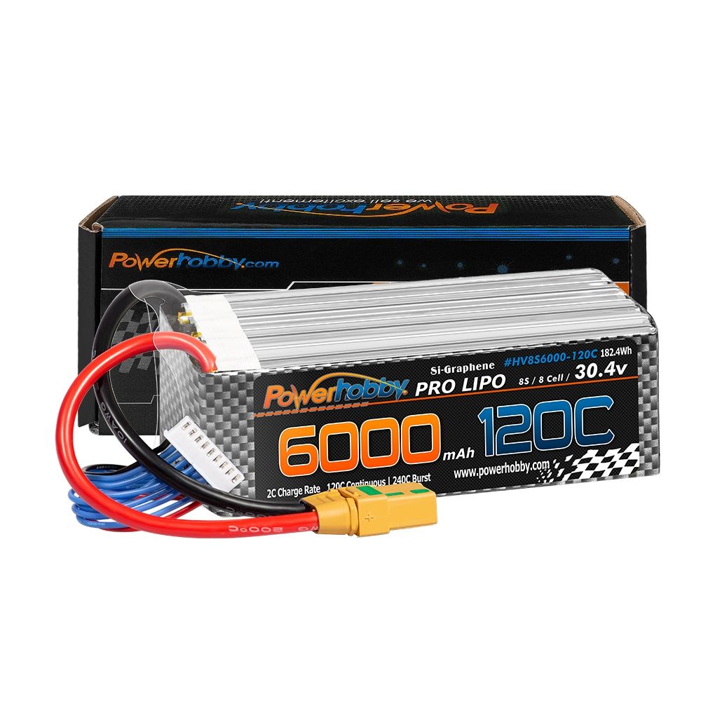 POWERHOBBY 8S 30.4V 6000MAH 120C GRAPHÈNE + BATTERIE LIPO HV AVEC PRISE XT90