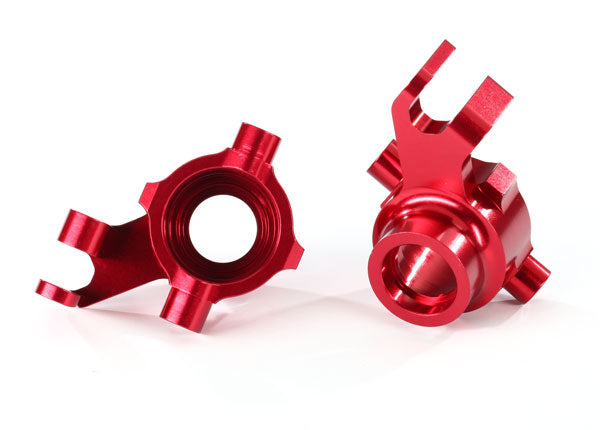 TRAXXAS 8937R Steering blocks, 6061-T6 aluminum (red-anodized), left & right