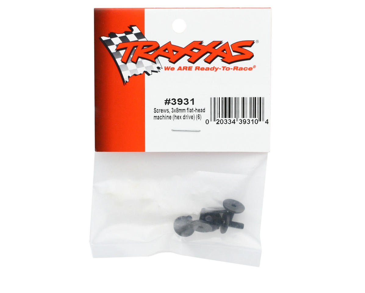 Traxxas 3931 3x8mm Flat Head Screw (6) (VXL)