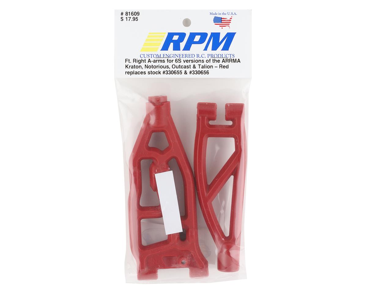 RPM Arrma Kraton/Outcast 6S Front Right Upper & Lower Suspension Arm Set (Red)
