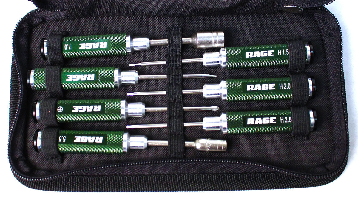 Ensemble d'outils usinés RAGE RC Compact 7 pièces avec étui