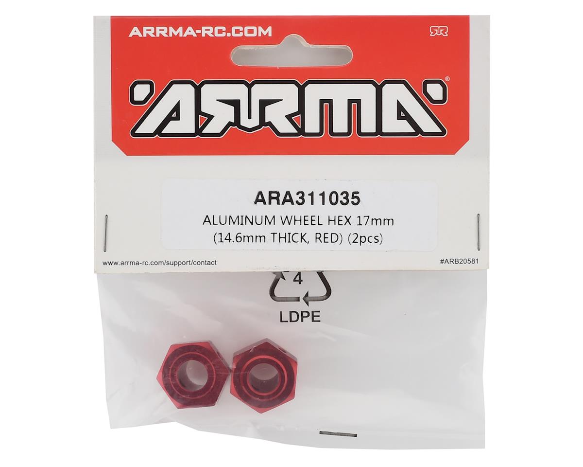 Arrma ARA311035 6S BLX 17mm Aluminum Wheel Hex (Red) (2)