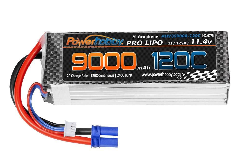 Powerhobby 3S 11,4 V 9000 mah 120C GRAPHÈNE + Batterie Lipo HV avec prise EC5