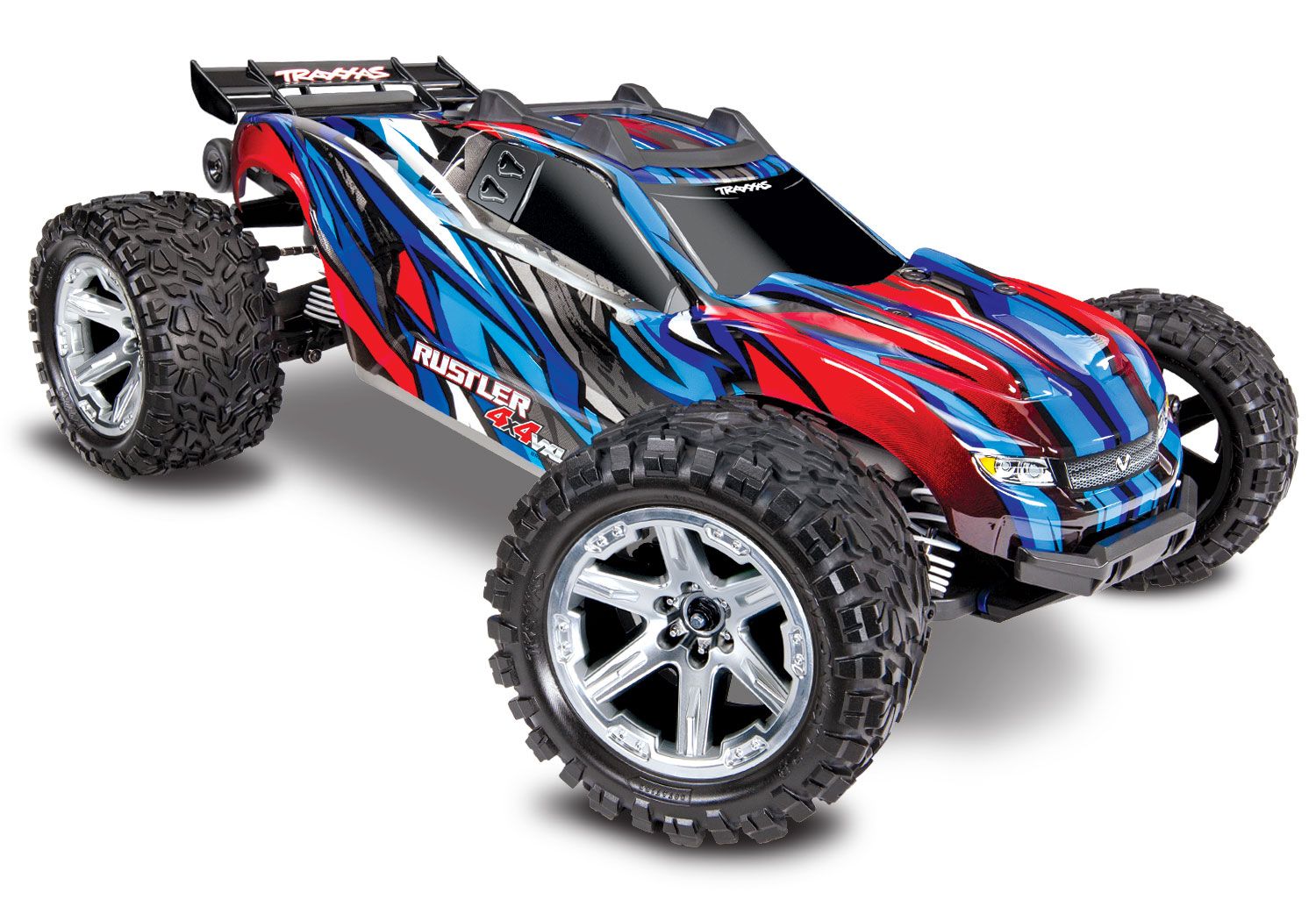 Traxxas Rustler 4X4 VXL Camion de stade RTR 1/10 4WD sans balais (bleu) avec radio TQi 2,4 GHz et TSM