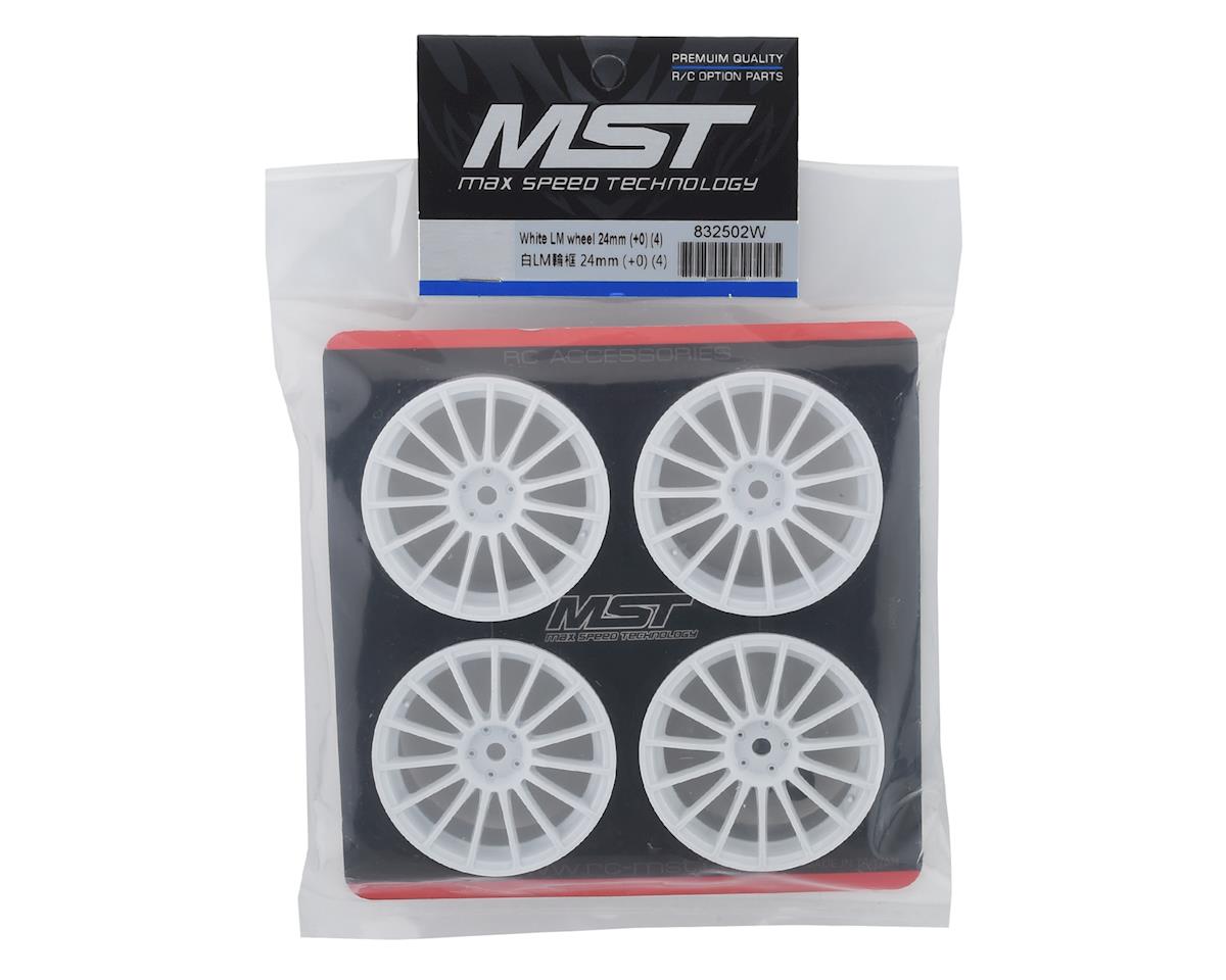 MST 832502W 24mm LM Wheel (White) (4) (0mm Offset) w/12mm Hex