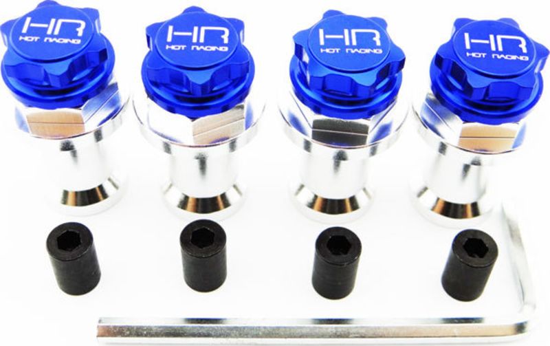 HOT RACING CB107X06 Hd Blue 17mm Clod Wheels Adapter with Serrated Wheel Nuts