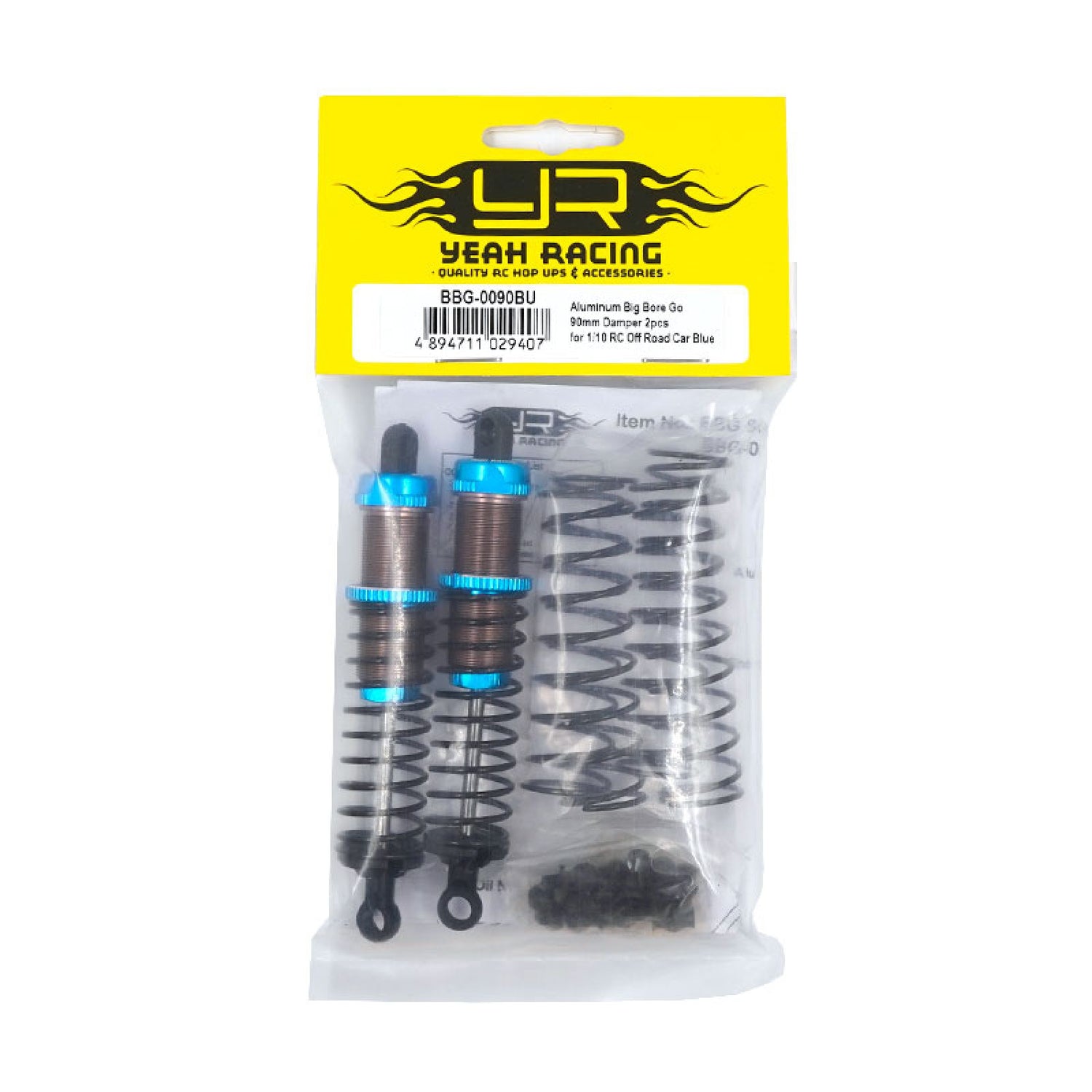 YEAH RACING 0090BU ALUMINUM BIG BORE GO 90MM DAMPER 2PCS FOR 1/10 RC